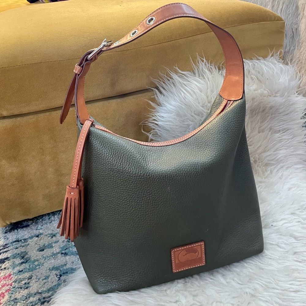Dooney & Bourke Sage Green Leather Shoulder Bag Tassel Zipper Pull